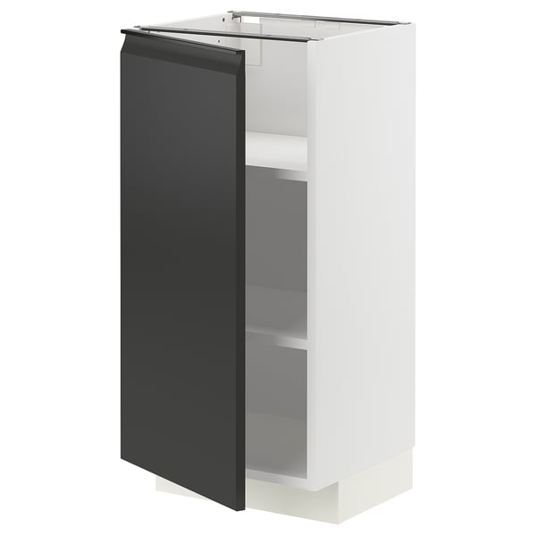 METOD base cabinet with shelves, white/Upplöv matt anthracite, 40x37 cm