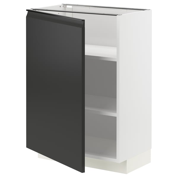 METOD base cabinet with shelves, white/Upplöv matt anthracite, 60x37 cm