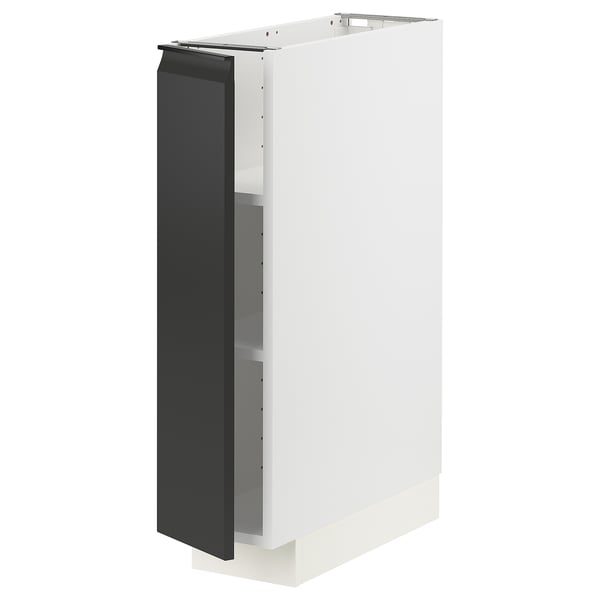 METOD base cabinet with shelves, white/Upplöv matt anthracite, 20x60 cm