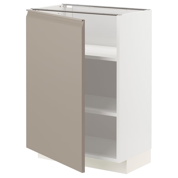 METOD - METOD Base cabinet with shelves, white/Upplöv matt dark beige, 60x37 cm