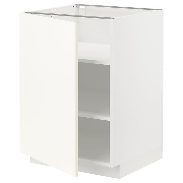 METOD base cabinet with shelves, white/Vallstena white, 60x60 cm