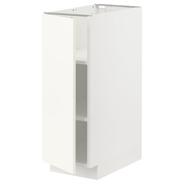 METOD base cabinet with shelves, white/Vallstena white, 30x60 cm