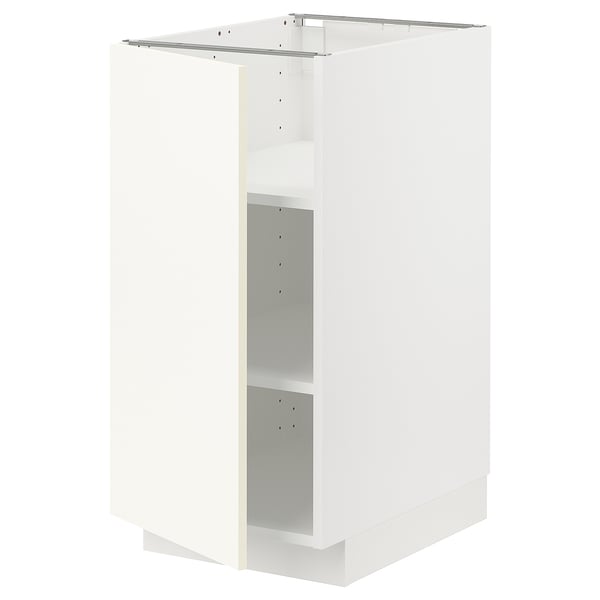 METOD base cabinet with shelves, white/Vallstena white, 40x60 cm
