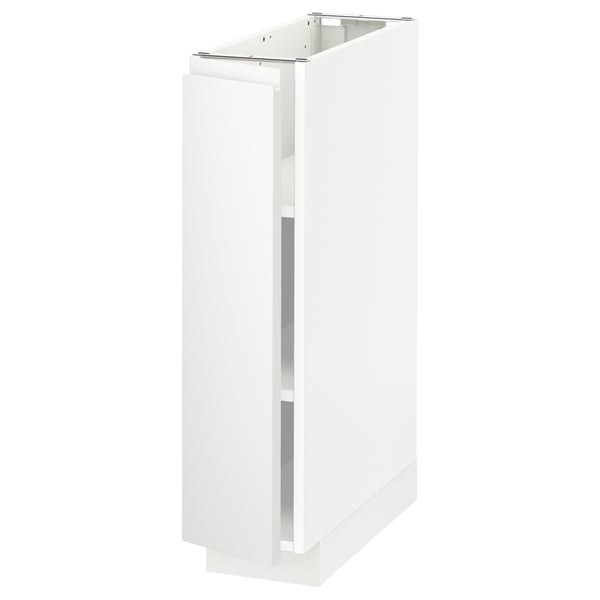 METOD base cabinet with shelves, white/Voxtorp matt white, 20x60 cm