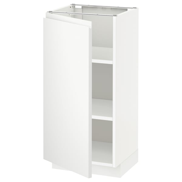 METOD base cabinet with shelves, white/Voxtorp matt white, 40x37 cm
