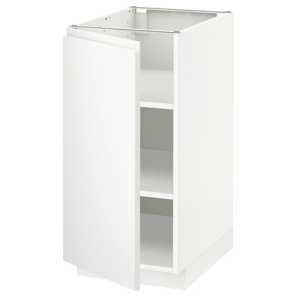 METOD base cabinet with shelves, white/Voxtorp matt white, 40x60 cm