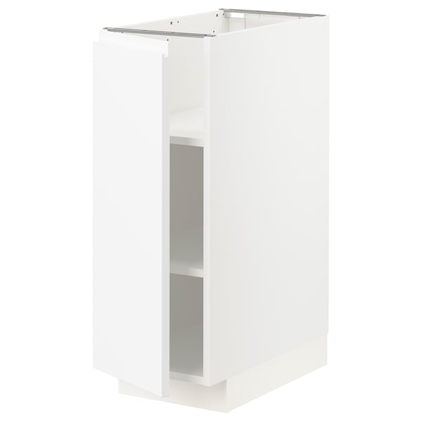 METOD base cabinet with shelves, white/Voxtorp matt white, 30x60 cm