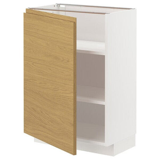 Ikea METOD - Base cabinet with shelves, white/Voxtorp oak effect, 60x37 cm