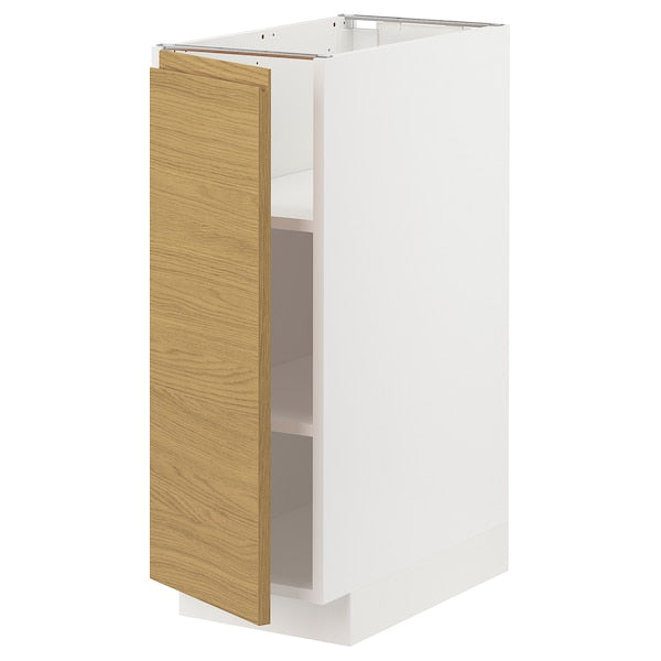 METOD - Base cabinet with shelves, white/Voxtorp oak effect, 30x60 cm