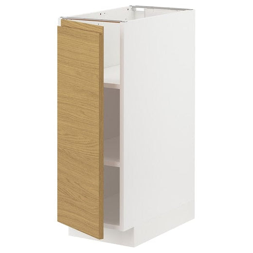 METOD base cabinet with shelves, white/Voxtorp oak effect, 30x60 cm
