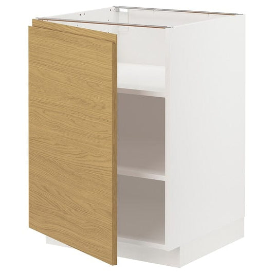 Ikea METOD - Base cabinet with shelves, white/Voxtorp oak effect, 60x60 cm