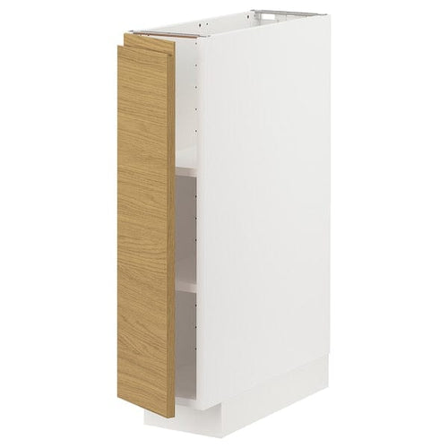 METOD - METOD Base cabinet with shelves, white/Voxtorp oak effect, 20x60 cm