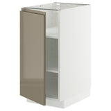 METOD base cabinet with shelves, white/Voxtorp high-gloss dark grey-brown, 40x60 cm