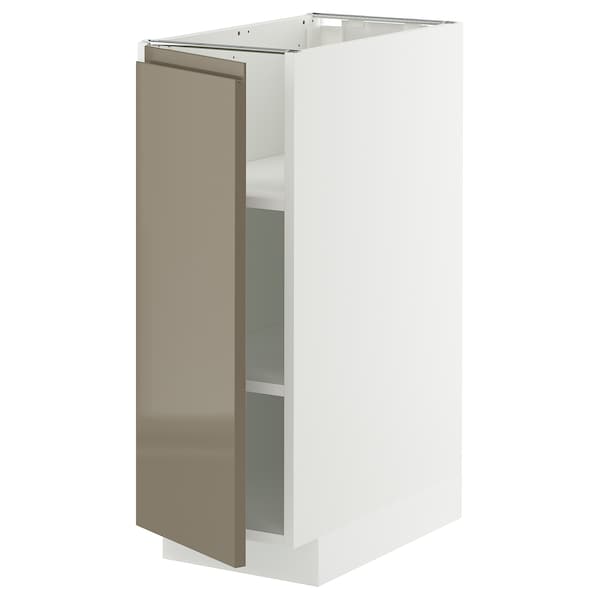METOD - Base cabinet with shelves, white/Voxtorp high-gloss dark grey-brown, 30x60 cm