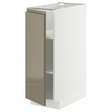 METOD base cabinet with shelves, white/Voxtorp high-gloss dark grey-brown, 30x60 cm