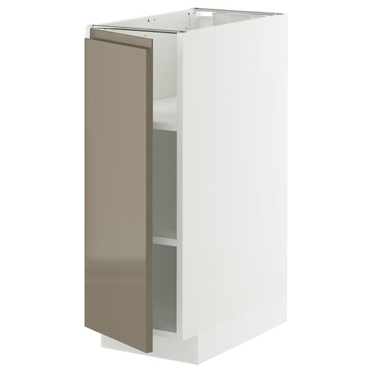 METOD - Base cabinet with shelves, white/Voxtorp high-gloss dark grey-brown, 30x60 cm
