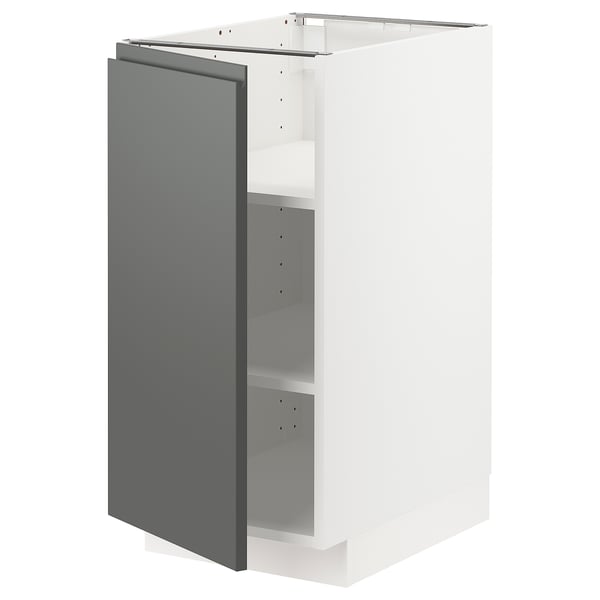 METOD base cabinet with shelves, white/Voxtorp dark grey, 40x60 cm