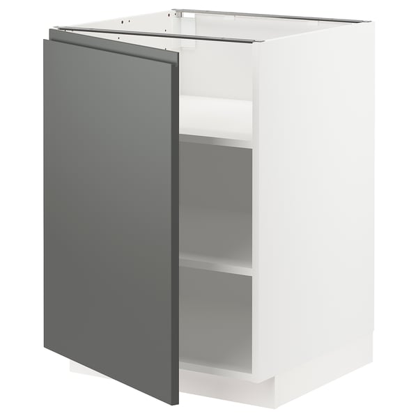 METOD base cabinet with shelves, white/Voxtorp dark grey, 60x60 cm