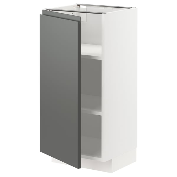 METOD base cabinet with shelves, white/Voxtorp dark grey, 40x37 cm