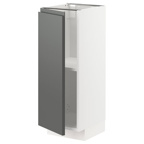 METOD base cabinet with shelves, white/Voxtorp dark grey, 30x37 cm