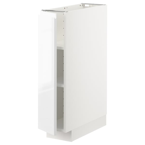 METOD base cabinet with shelves, white/Voxtorp high-gloss/white, 20x60 cm