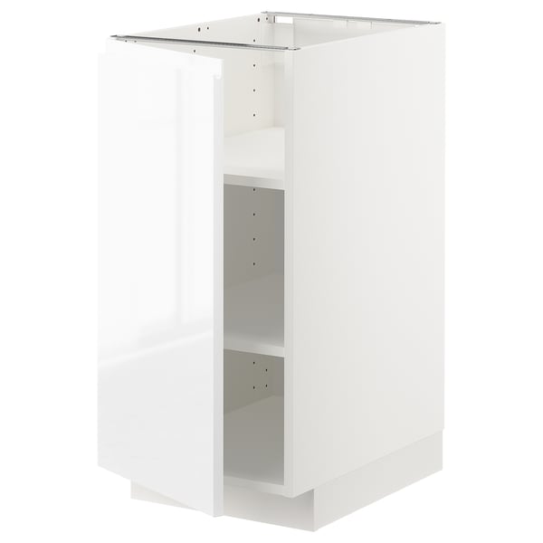 METOD base cabinet with shelves, white/Voxtorp high-gloss/white, 40x60 cm