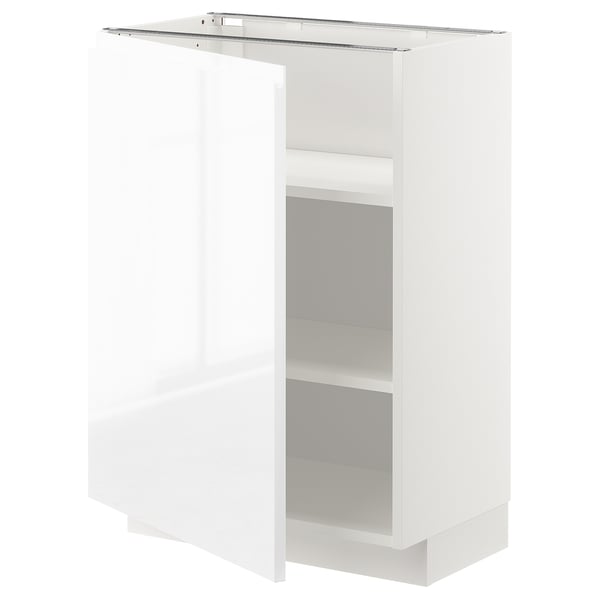METOD - METOD Base cabinet with shelves, white/Voxtorp high-gloss/white, 60x37 cm