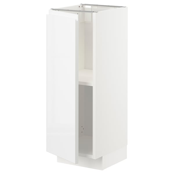 METOD base cabinet with shelves, white/Voxtorp high-gloss/white, 30x37 cm