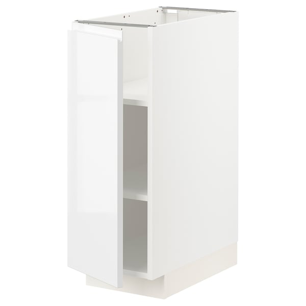 METOD base cabinet with shelves, white/Voxtorp high-gloss/white, 30x60 cm