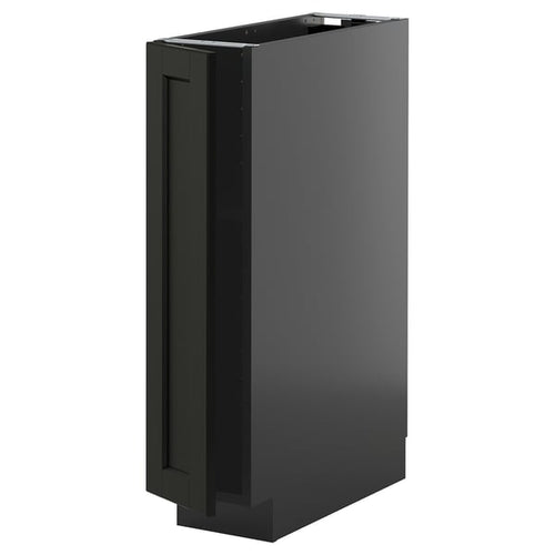 METOD - METOD Base cabinet with shelves, black-grey/Lerhyttan black stained, 20x60 cm