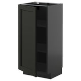 METOD base cabinet with shelves, black-grey/Lerhyttan black stained, 40x37 cm