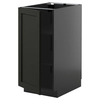 METOD base cabinet with shelves, black-grey/Lerhyttan black stained, 40x60 cm