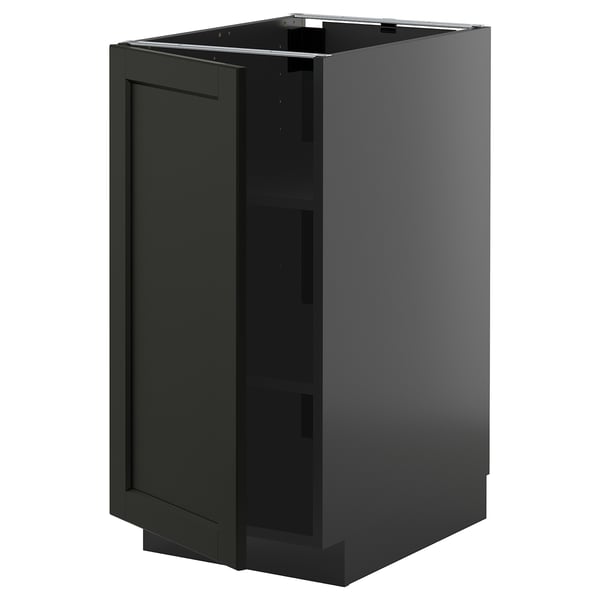 METOD base cabinet with shelves, black-grey/Lerhyttan black stained, 40x60 cm