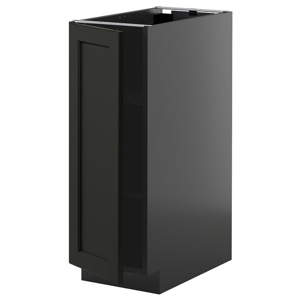 METOD base cabinet with shelves, black-grey/Lerhyttan black stained, 30x60 cm