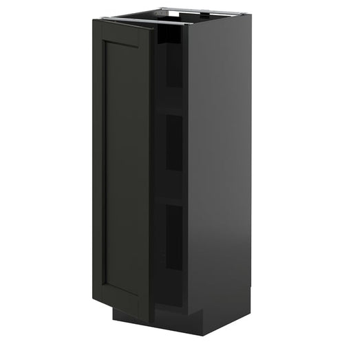 METOD - METOD Base cabinet with shelves, black-grey/Lerhyttan black stained, 30x37 cm