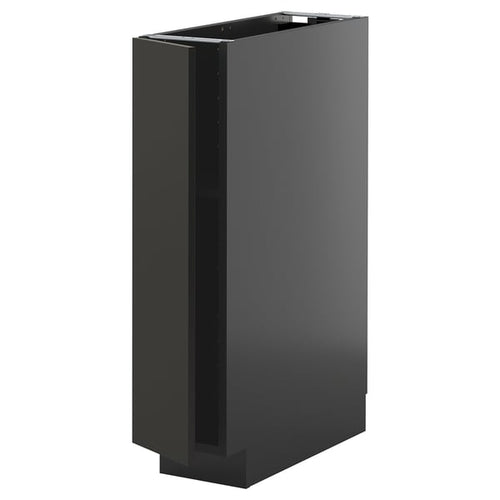 METOD - METOD Base cabinet with shelves, black-grey/Nickebo matt anthracite, 20x60 cm