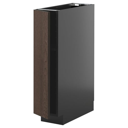 METOD - METOD Base cabinet with shelves, black-grey/Sinarp brown, 20x60 cm