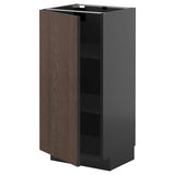 METOD base cabinet with shelves, black-grey/Sinarp brown, 40x37 cm