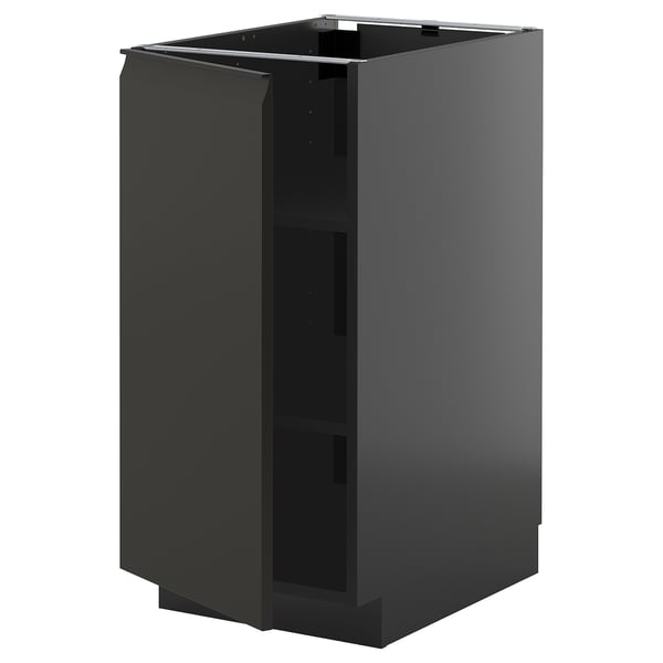METOD base cabinet with shelves, black-grey/Upplöv matt anthracite, 40x60 cm