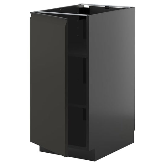 METOD - METOD Base cabinet with shelves, black-grey/Upplöv matt anthracite, 40x60 cm