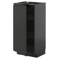 METOD base cabinet with shelves, black-grey/Upplöv matt anthracite, 40x37 cm