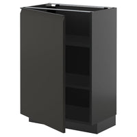 METOD base cabinet with shelves, black-grey/Upplöv matt anthracite, 60x37 cm