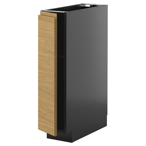 METOD - METOD Base cabinet with shelves, black-grey/Voxtorp oak effect, 20x60 cm