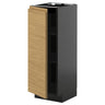 METOD base cabinet with shelves, black-grey/Voxtorp oak effect, 30x37 cm