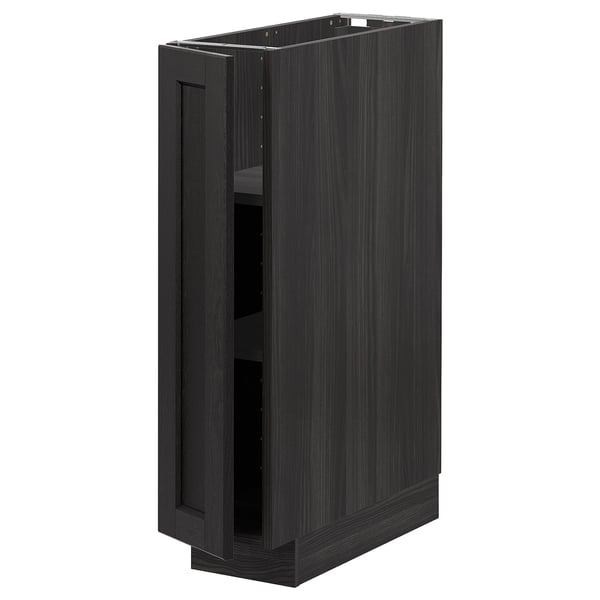 METOD - METOD Base cabinet with shelves, black/Lerhyttan black stained, 20x60 cm