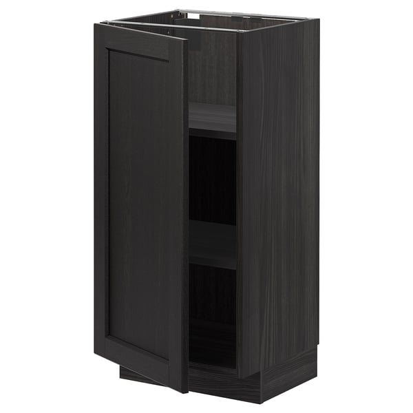 METOD - METOD Base cabinet with shelves, black/Lerhyttan black stained, 40x37 cm