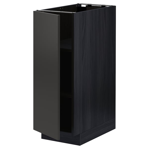 METOD - METOD Base cabinet with shelves, black/Nickebo matt anthracite, 30x60 cm