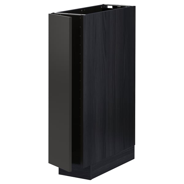 METOD - METOD Base cabinet with shelves, black/Nickebo matt anthracite, 20x60 cm