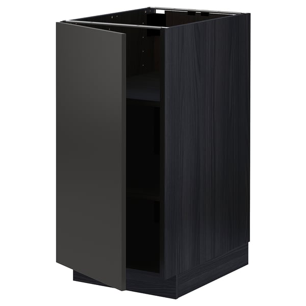METOD - METOD Base cabinet with shelves, black/Nickebo matt anthracite, 40x60 cm