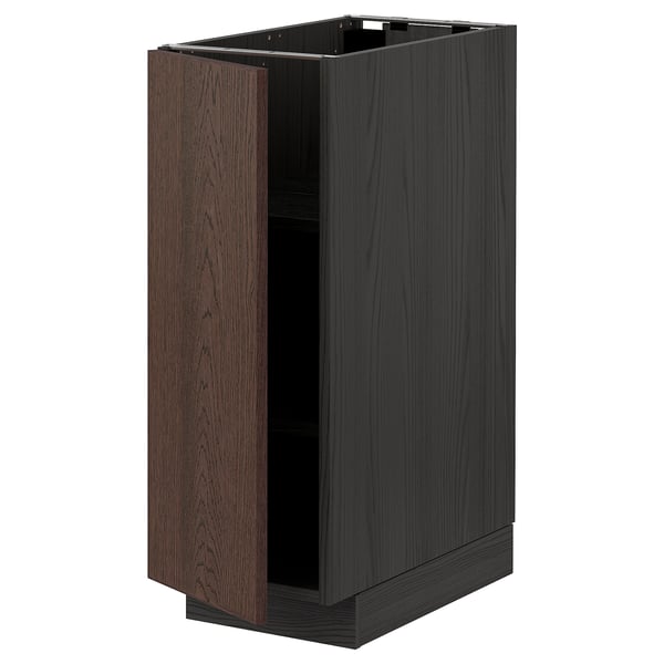 METOD - METOD Base cabinet with shelves, black/Sinarp brown, 30x60 cm